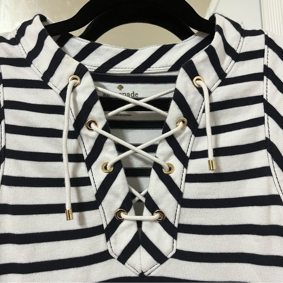KATE SPADE Breton Lace Up Stripe Nautical Mini Dress Size XS - Picture 4 of 8
